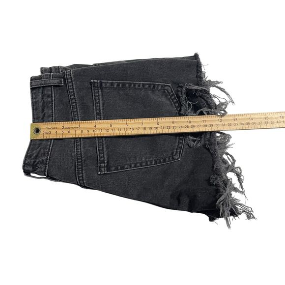 Forever 21 Womens Jean Shorts Size 28 Black Distressed Ripped Mid Rise Denim - Picture 9 of 9